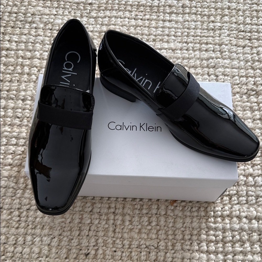 CALVIN KLEIN Glossy Black Men's Slip-Ons